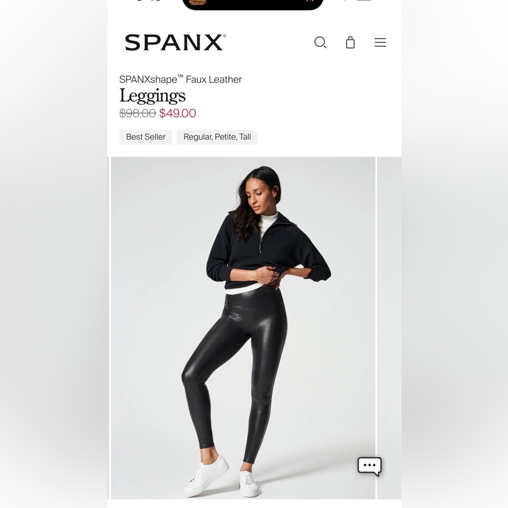 SPANXshape™ Faux Leather Leggings, large petite